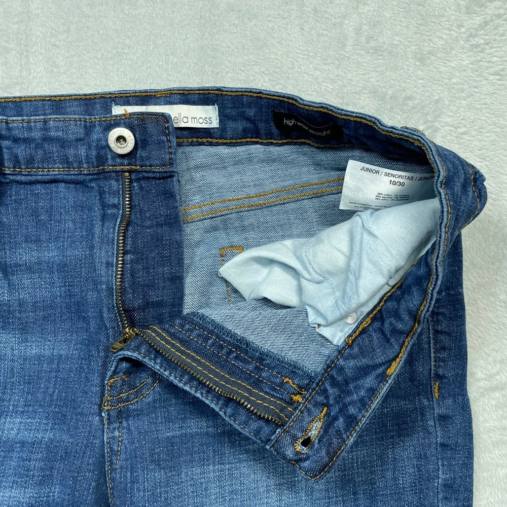 Ella Moss Straight Jeans Women 10/30 Blue High Waist Stretch Medium Wash